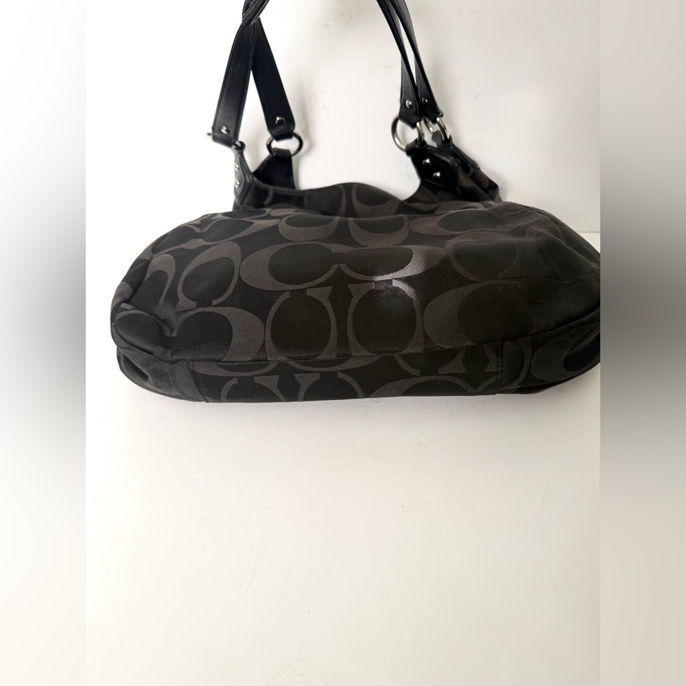 Coach Signature Canvas Campbell Leather Shoulder Bag Hobo Buckle Pocket Y2K - Picture 7 of 9